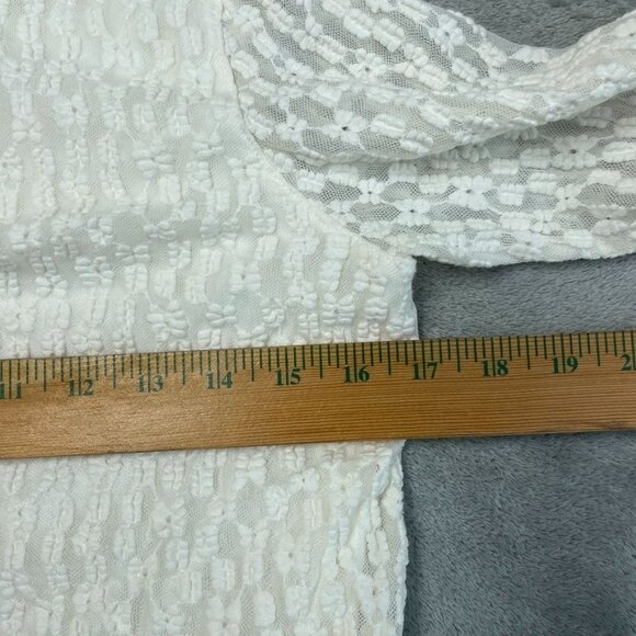 Peace Love World White Long Sleeve Lace Top XS Nylon Blend a1646 - Picture 5 of 8